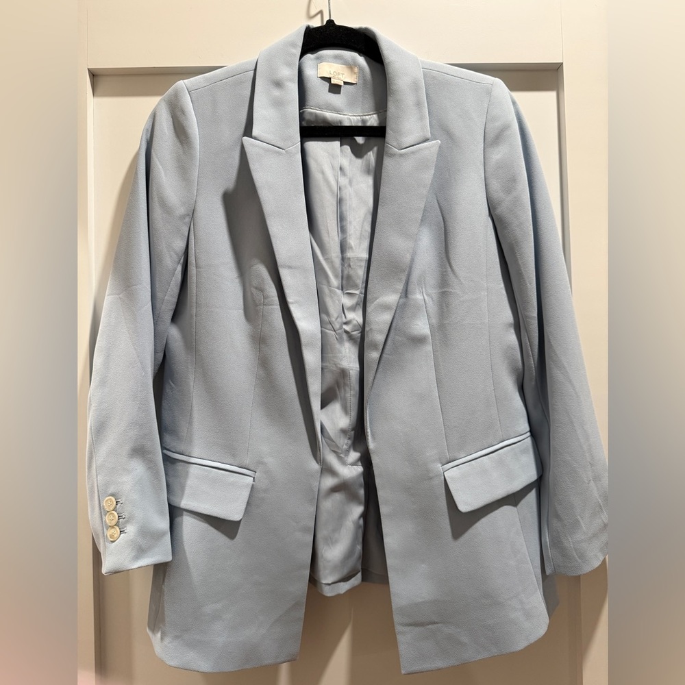 LOFT Light Blue Open Front Blazer